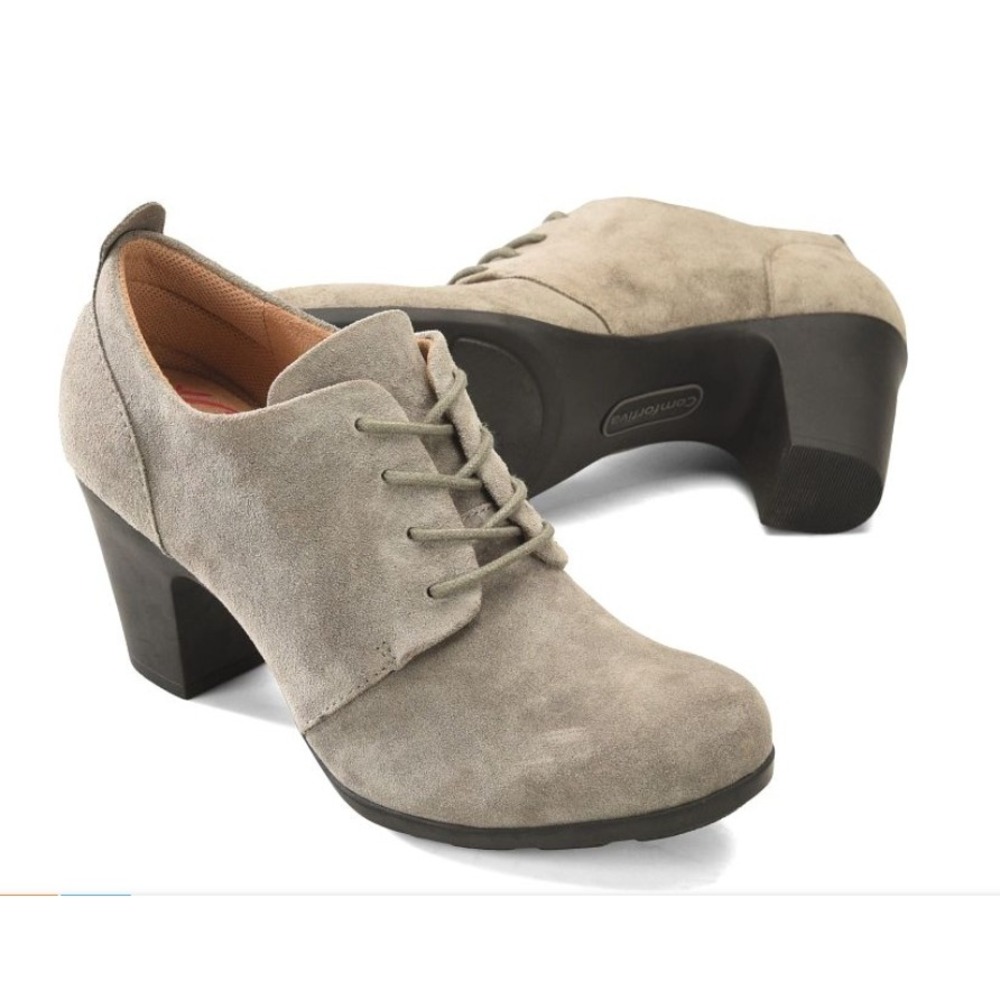 NEW Comfortiva Women's Suede Leather Waterproof Lace Up Heeled Loafers 11 WIDE